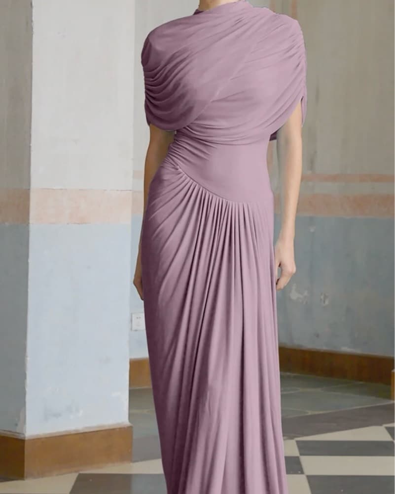 Purple Asymmetrical Maxi Gown - Image 3