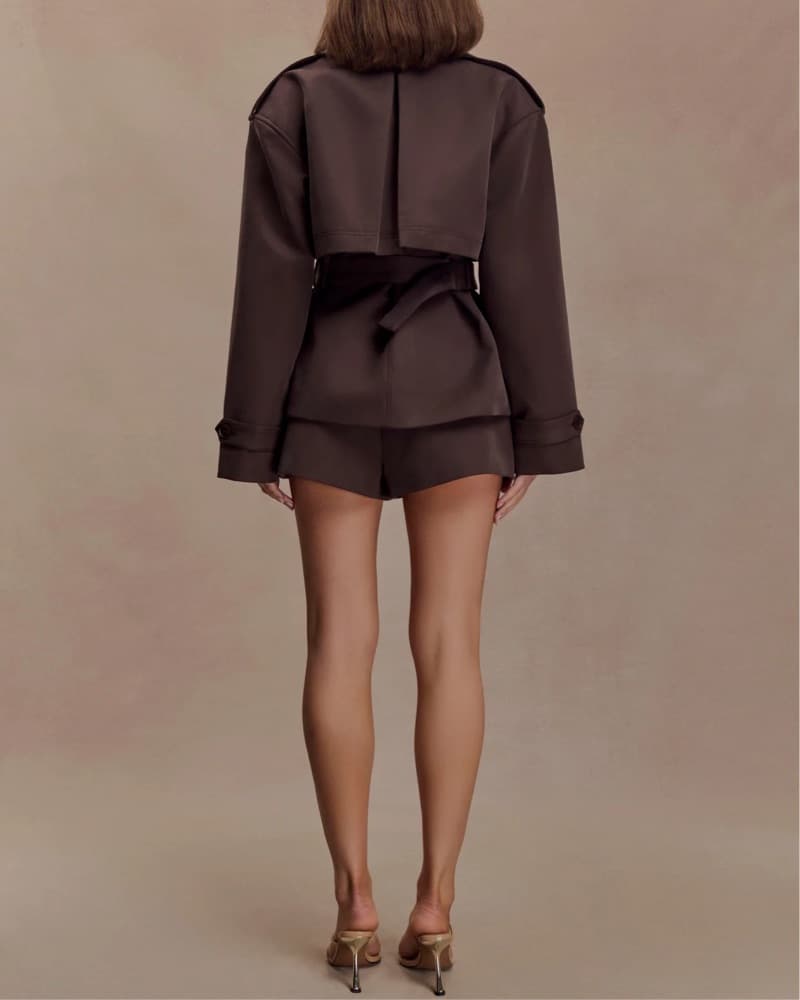 Chocolate Short Trench Jacket  - Image 3
