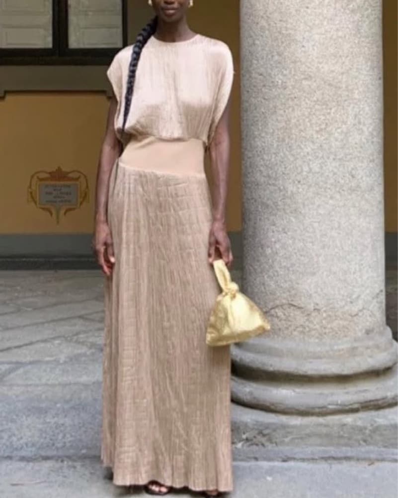 Attersee Gold Crinkled Maxi Dress  - Image 1