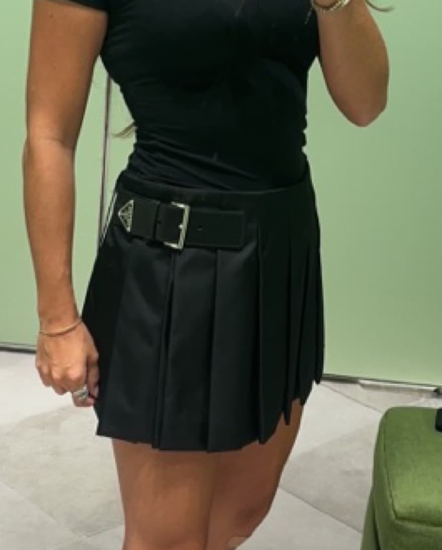 Prada Nylon Pleated Mini Skirt - Image 1