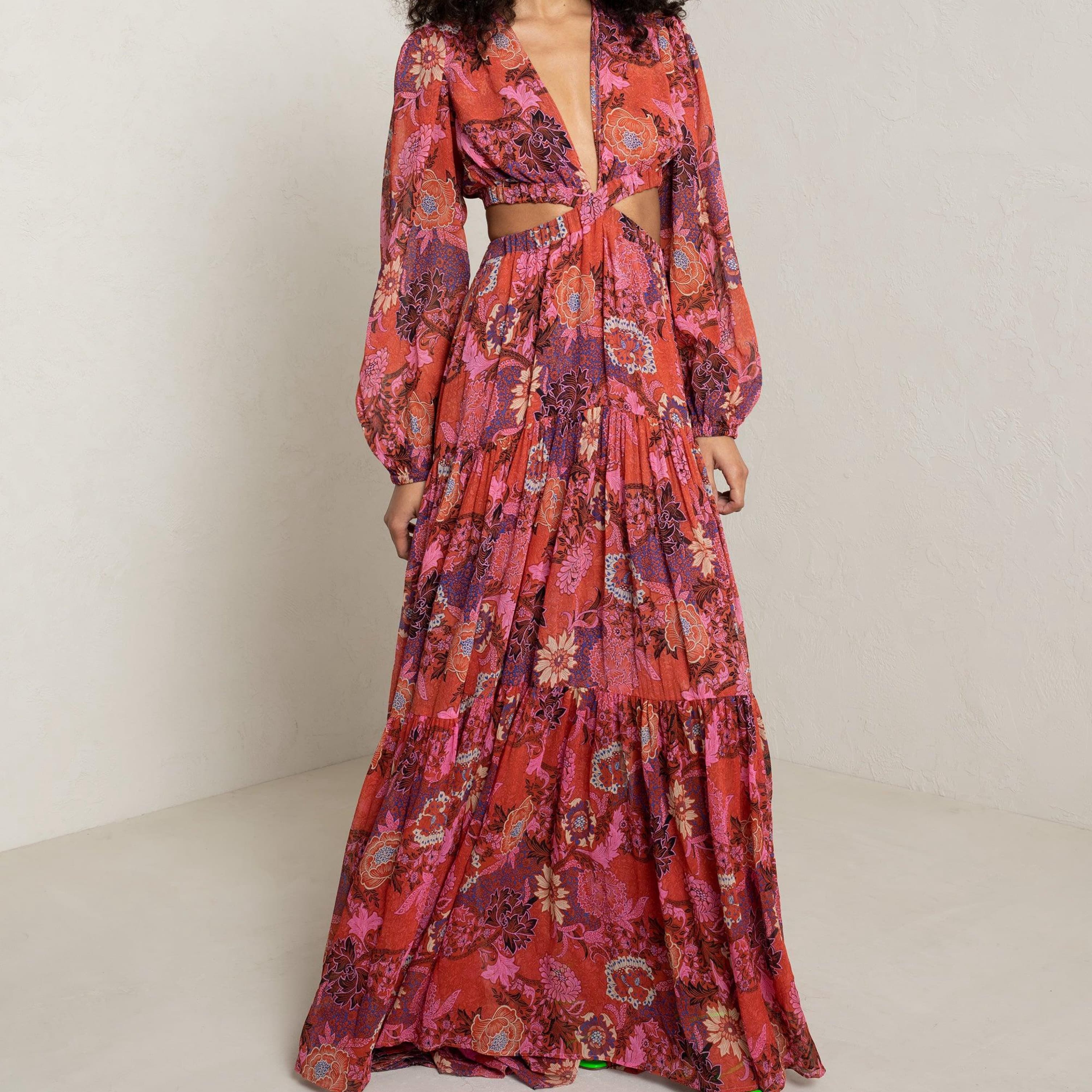 A.L.C Isabelle Dress In Pink & Russet  - Image 2