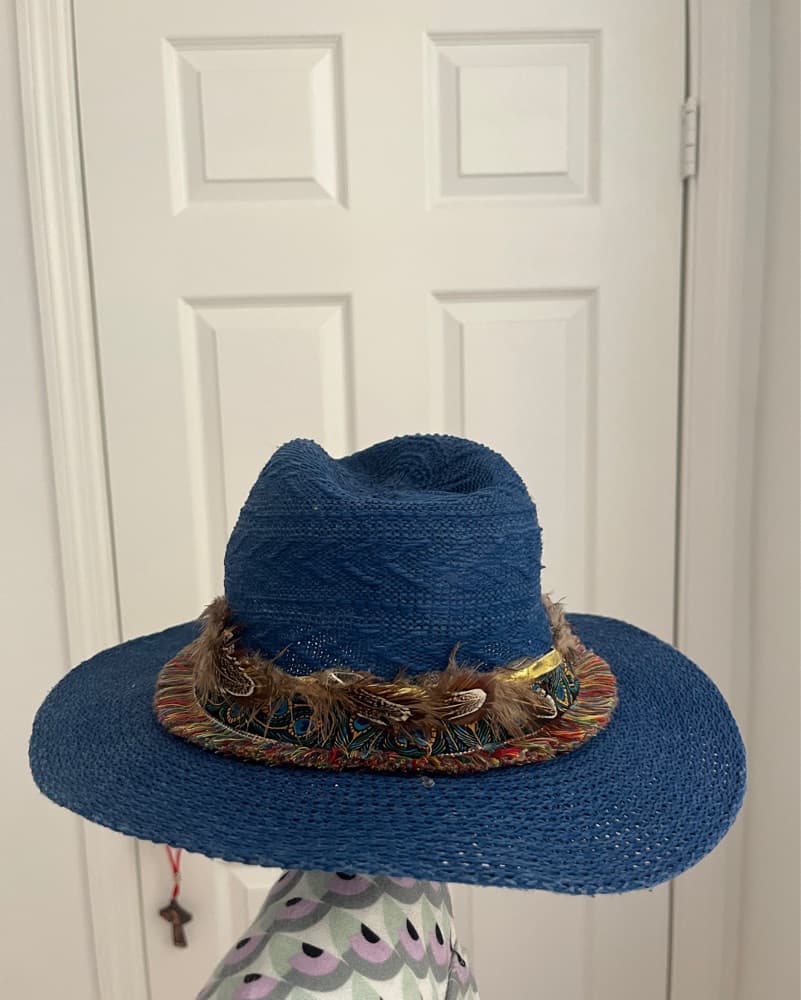 Intricately Detailed Feathered Boho Hat - Image 5