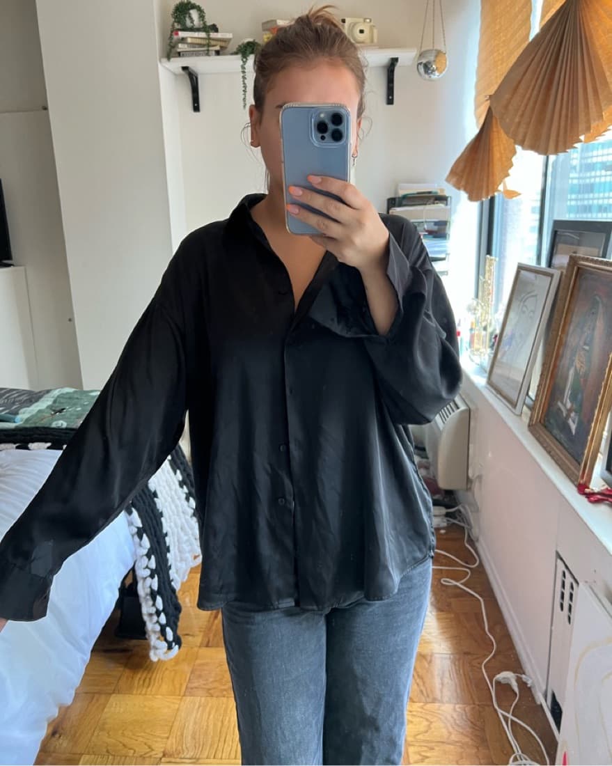 Black Silk Buttondown  - Image 2