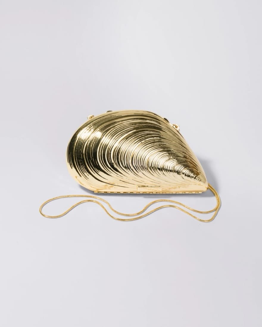 Simkhai Shell Gold Clutch Bag - Image 1