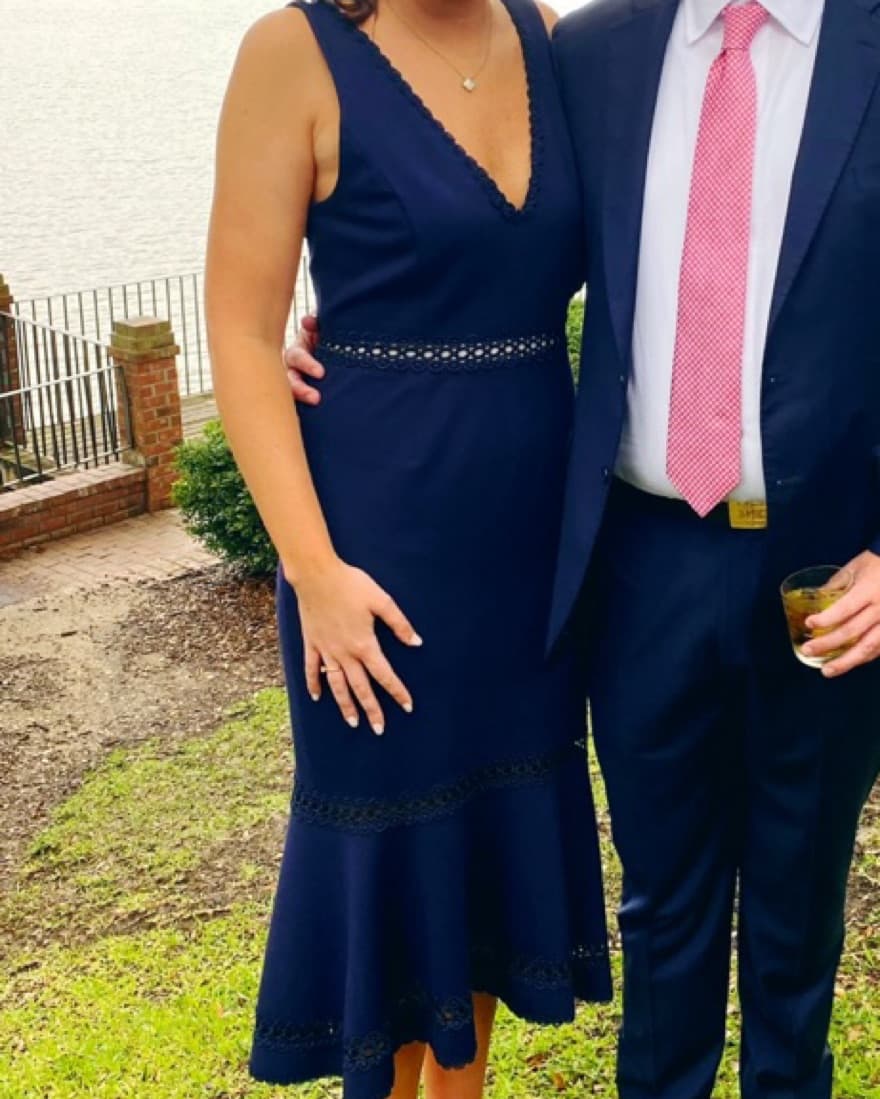 Nicholas Navy Blue V-Neck Midi Dress - Image 5