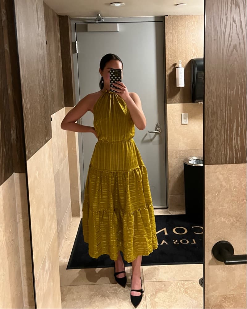 Ted Baker Yellow Tiered Midi Dress, 3/S - Image 2