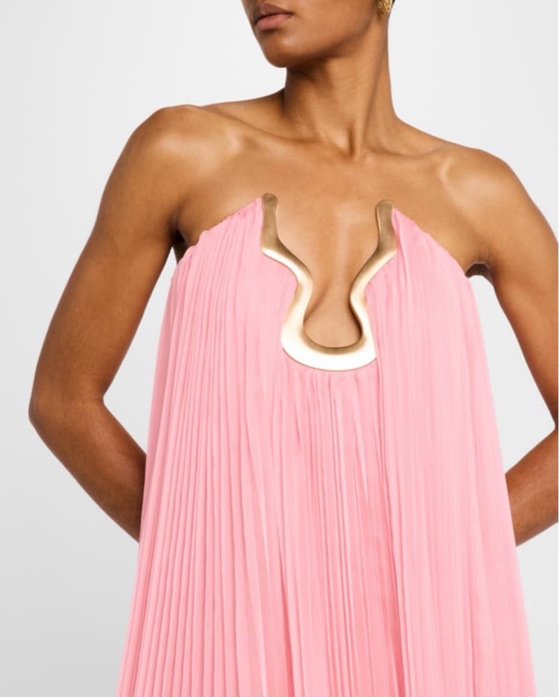 Cult Gaia "Gael" flowy plissé gown Pink - Image 3