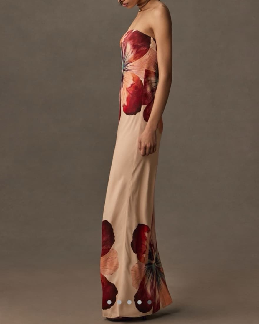Fleur Strapless Satin Slip Maxi Dress - Image 2