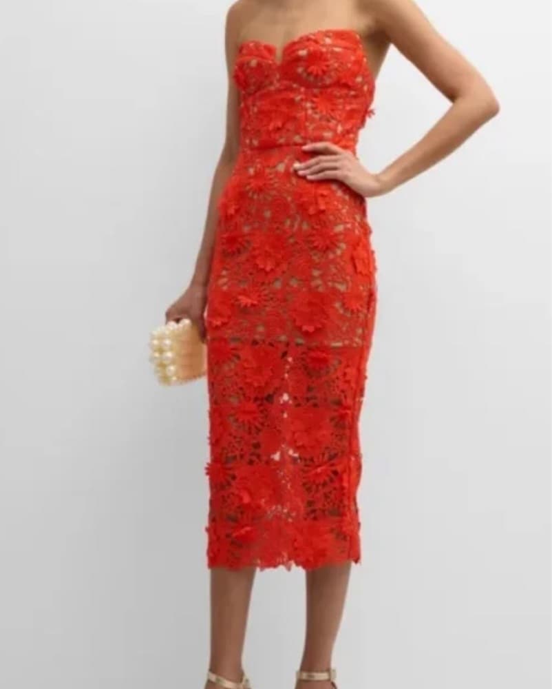 Bronx and Banco Jasmine Red Midi Dress - Image 1