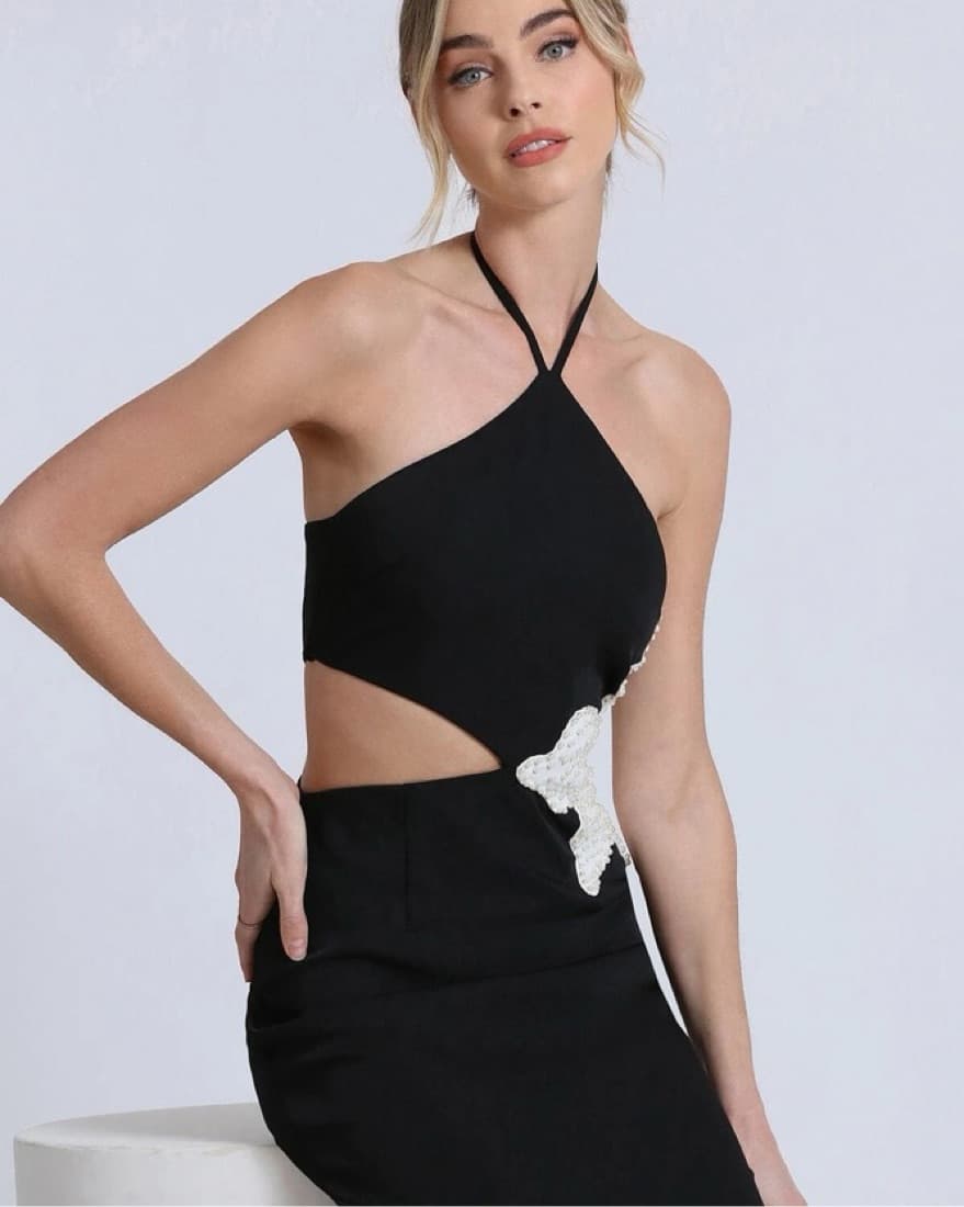 Floral Embelished Halterneck Dress - Image 3
