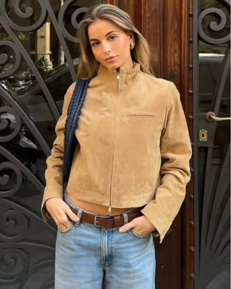Suede Cropped Jacket  - Image 1