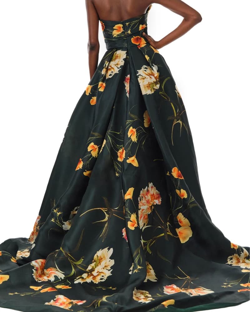 Monique Lhuillier Floral Gown - Image 3