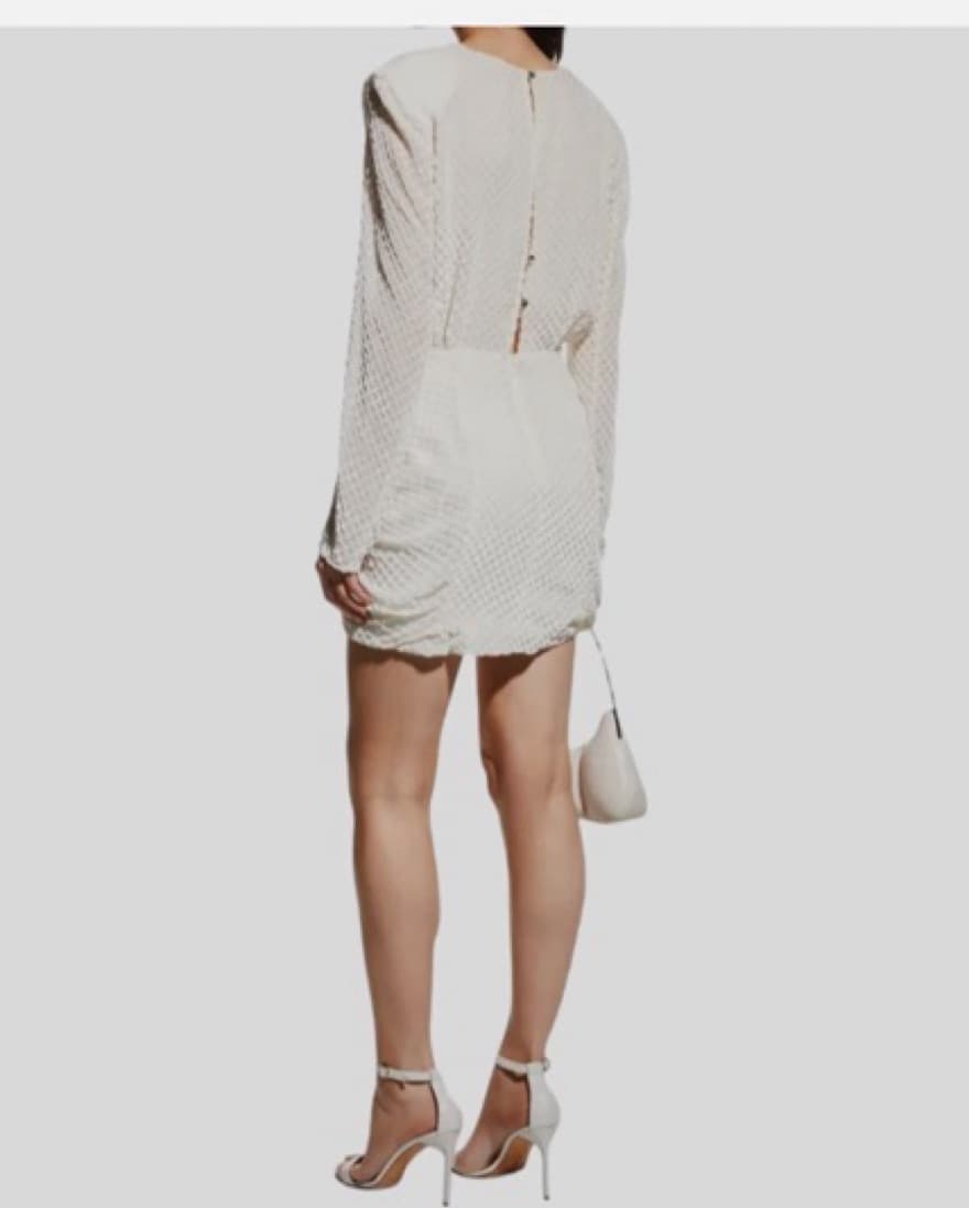 White Long Sleeve Mini Cocktail Dress  - Image 2