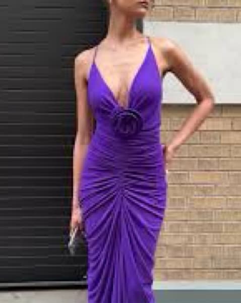 Glen Purple Strappy Deep V Backless Maxi - Image 6
