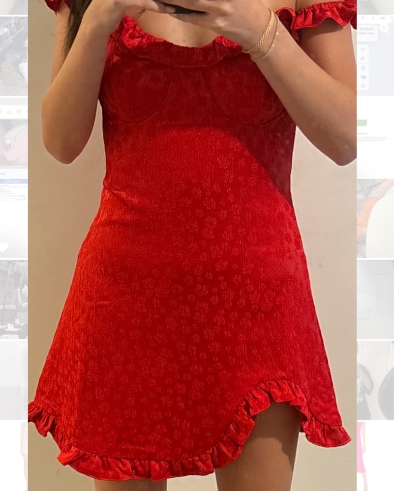 Vibrant Ruffled Red Mini Dress - Image 2