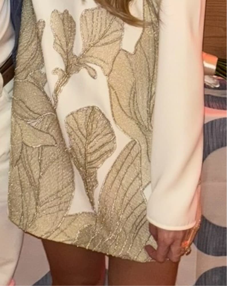 Costarellos white and Gold Dress - Image 2