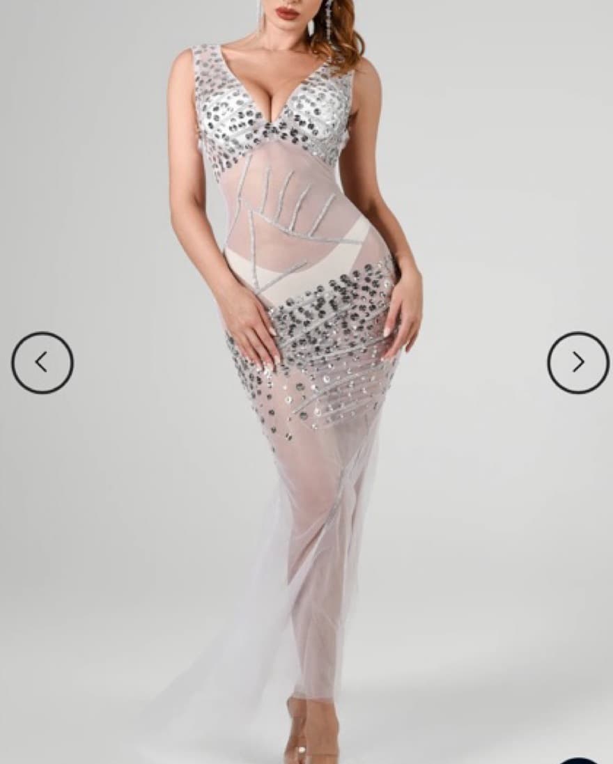 Rhinestone Mesh Dress - Image 1