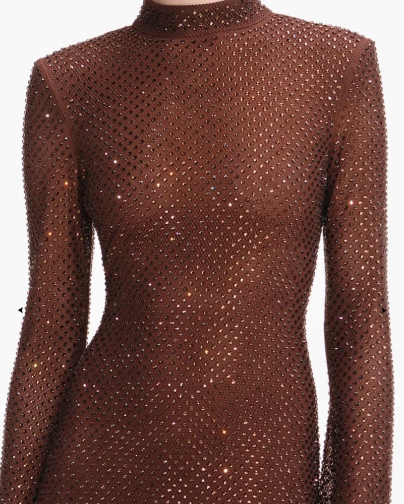 Brown Rhinestown Self Portrait Gown - Image 7