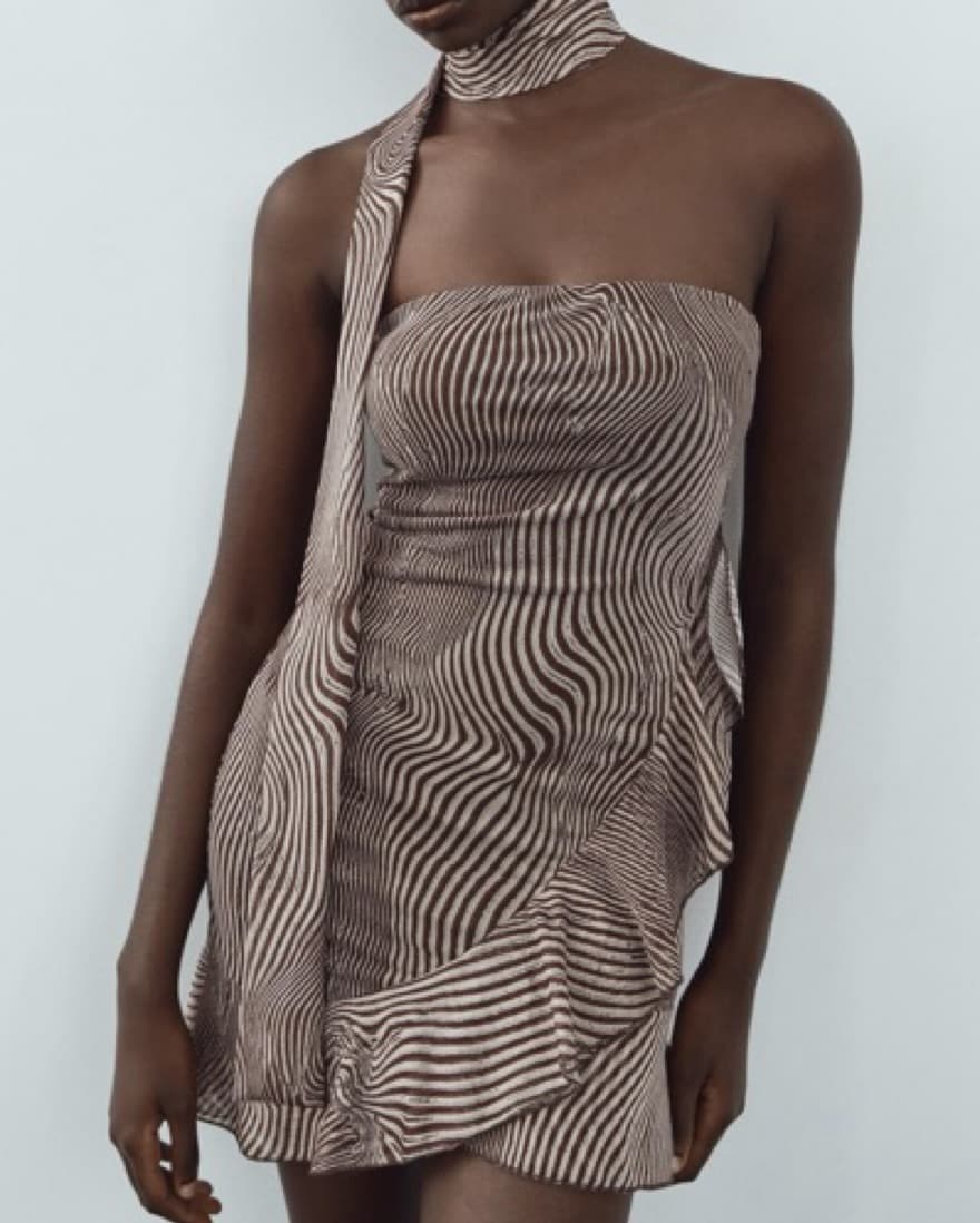 Zara Animal Print Dress W Scarf - Image 2