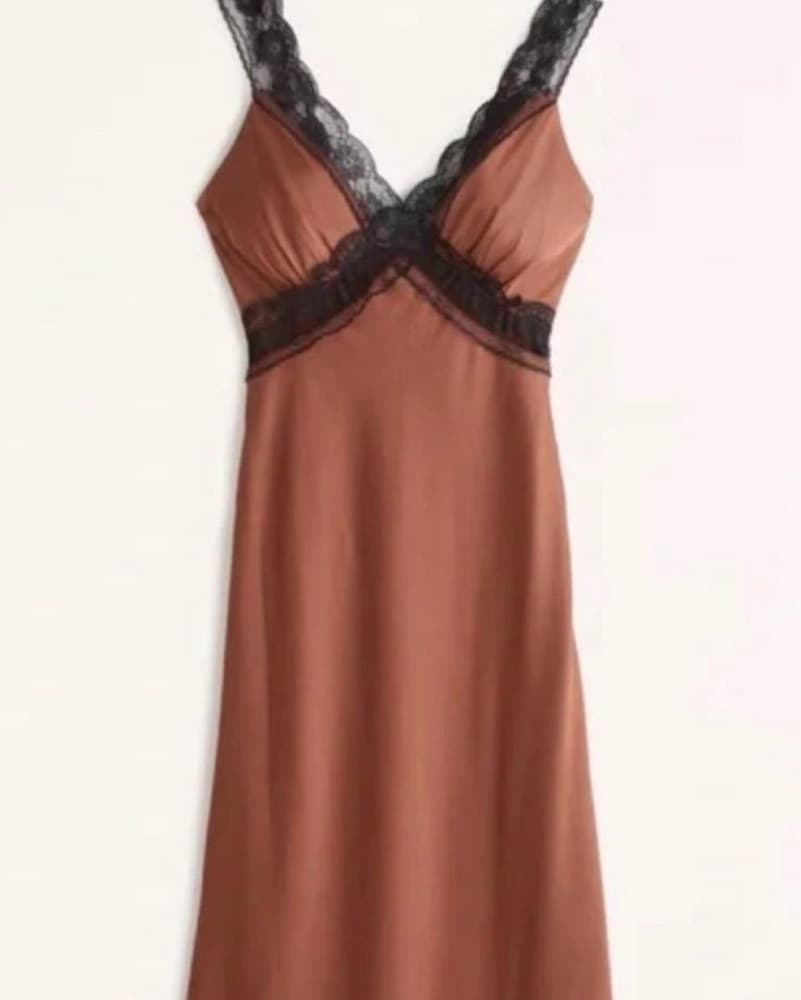 Abercrombie & Fitch Satin Slip Midi Dres - Image 2