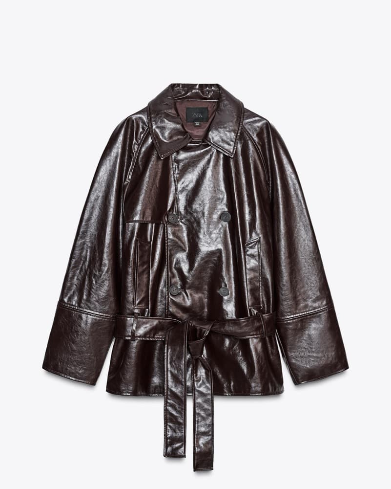Zara Burgundy Leather Short 2 Piece Set - Image 2