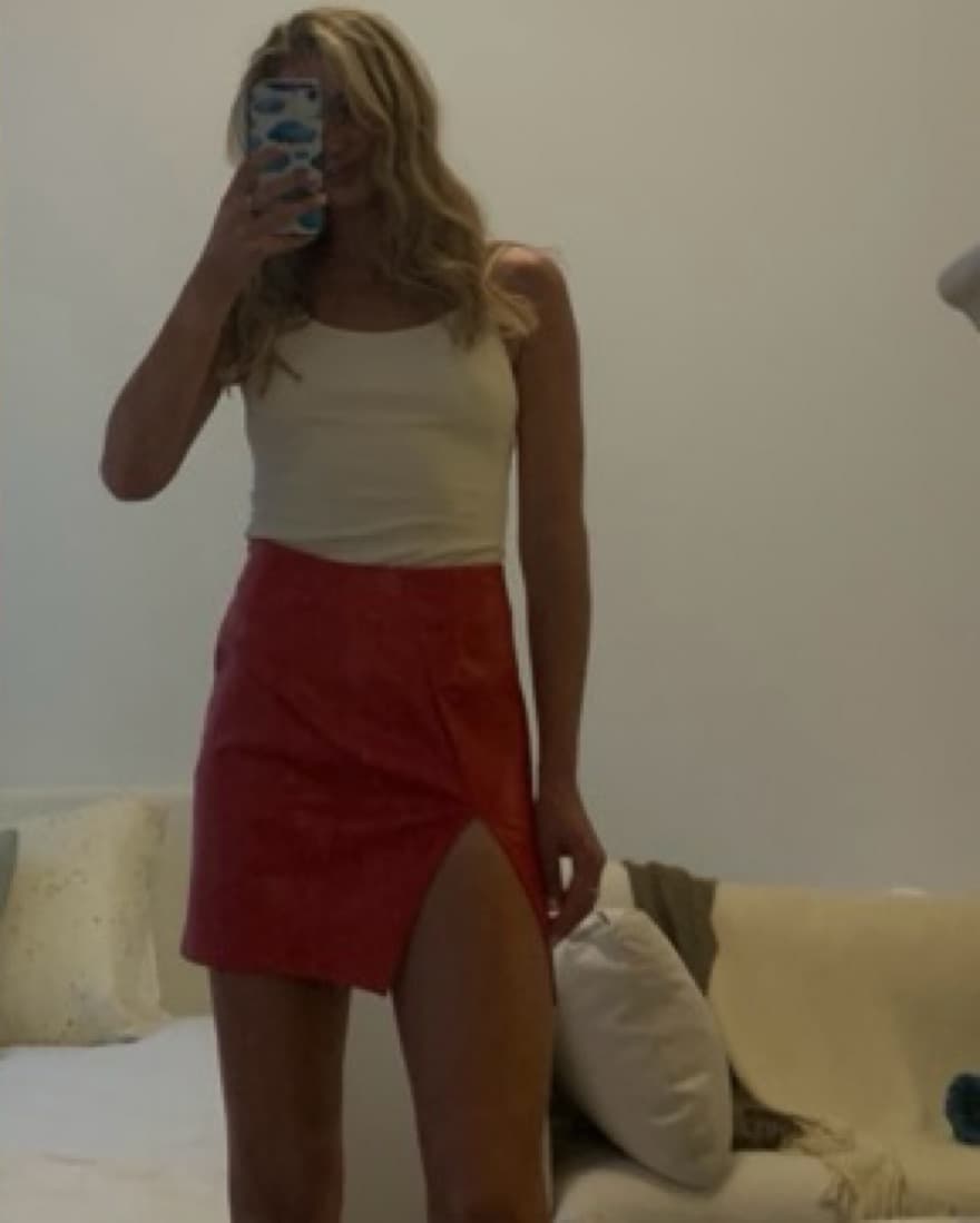 Superdown Red Leather Trinity Skirt - Image 5