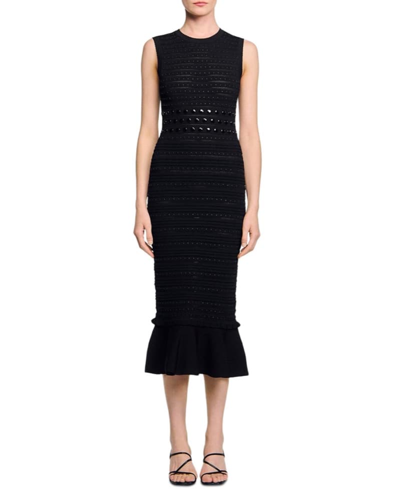 Sandro Studded Knit Midi Dress - Image 1