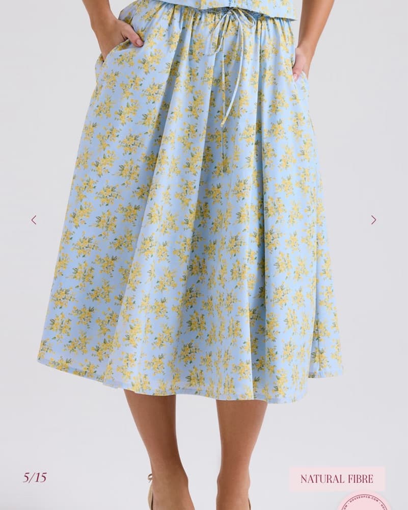 House Of Cb Cora Blue Floral Midi Skirt - Image 4