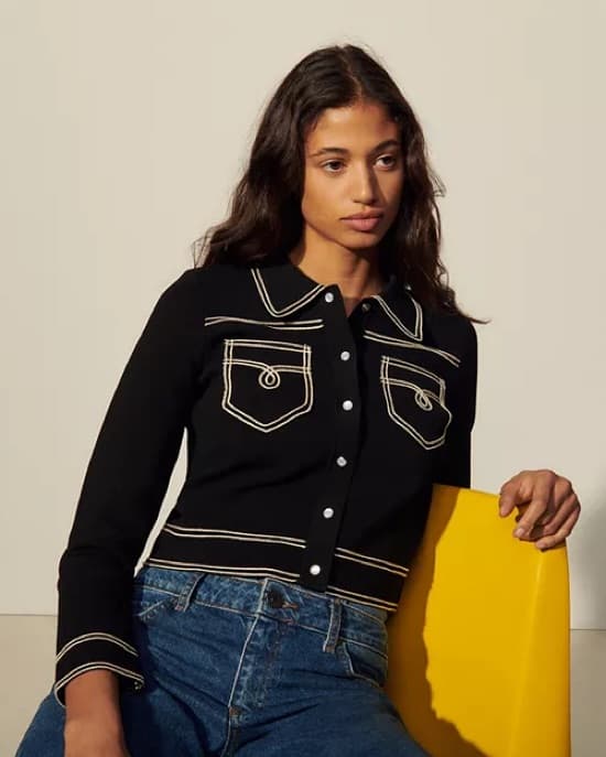Aurelien Topstitched Shirt Cardigan - Image 2