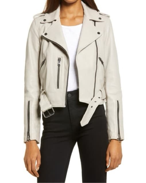 All Saints White Leather Biker Jacket - Image 1