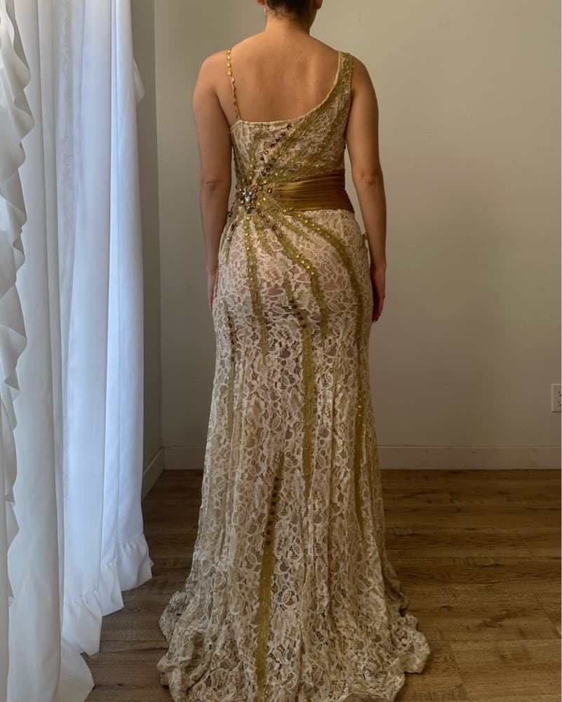 Vintage Lace And Gem Gown - Image 3
