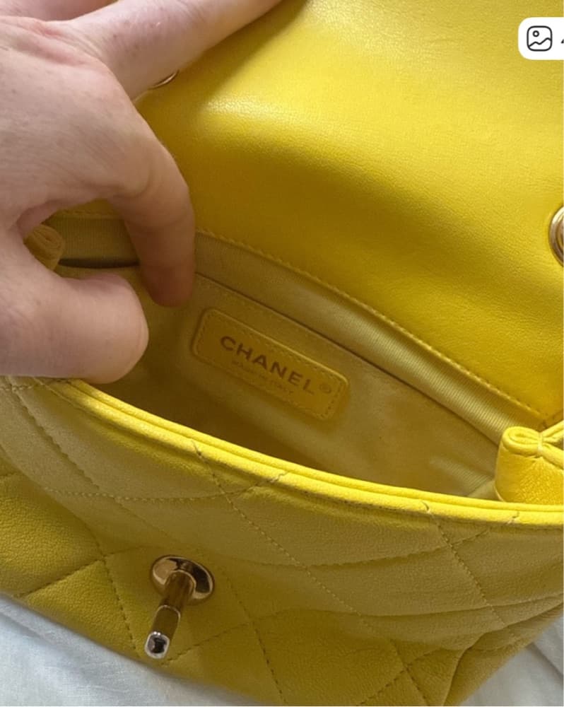 Chanel Quilted Yellow Leather Bag - Image 2