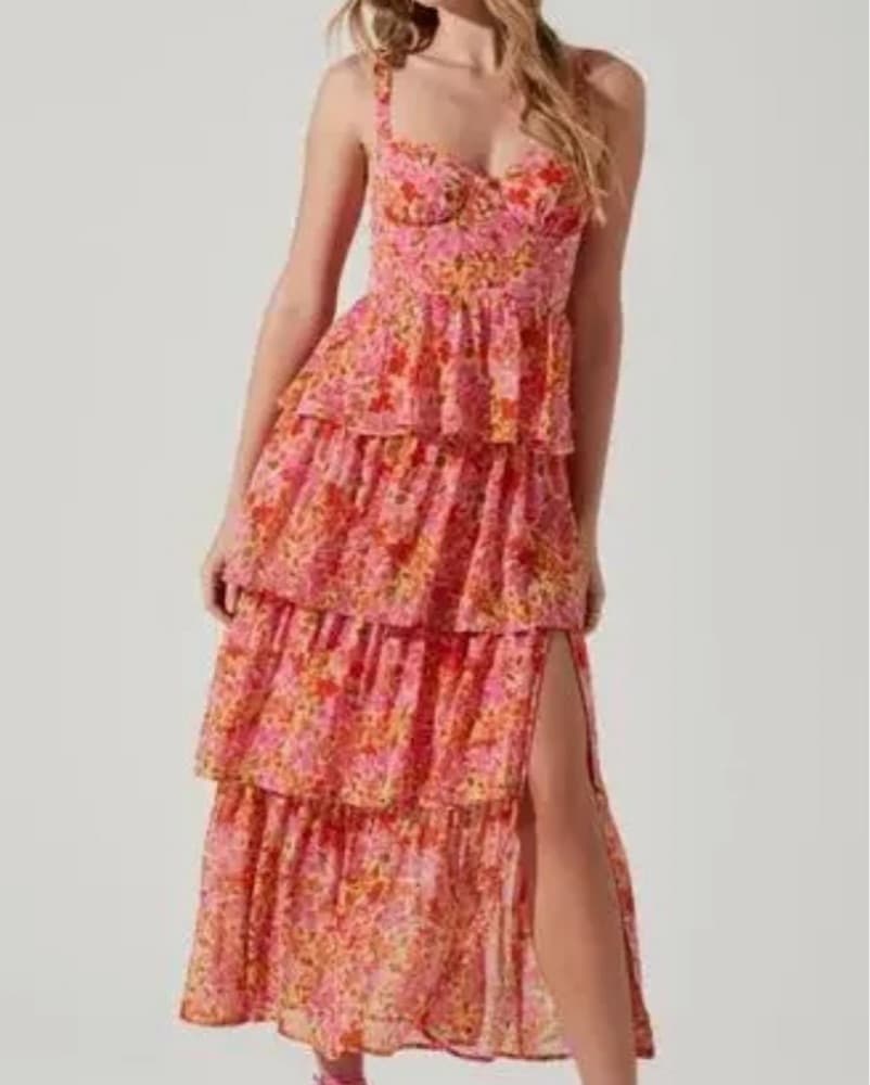 Vibrant Floral Tiered Maxi Dress - Image 1