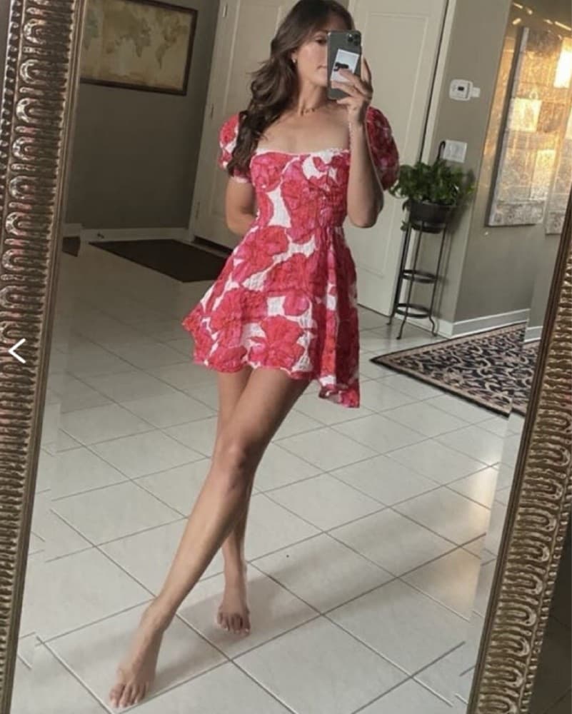 $575 Charo Ruiz Floral Puff Sleeve Dress - Image 5