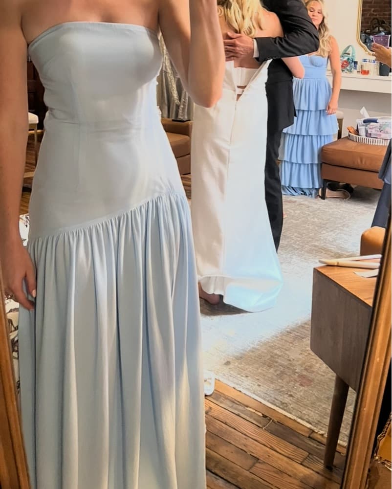 Light Blue Drop Waist Floor Length Dress - Image 4