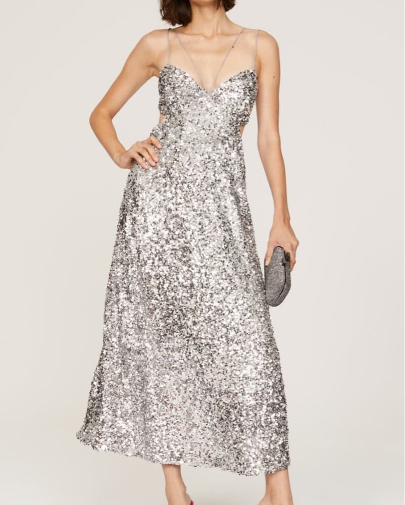 Sachin & Babi Sequin Silver Dress - Image 1
