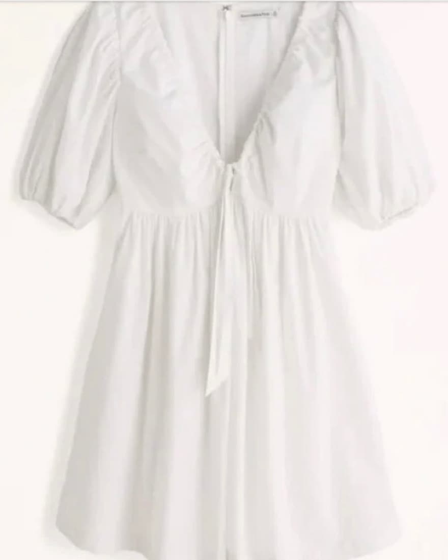 White Tie Front Poplin Mini Dress - Image 2