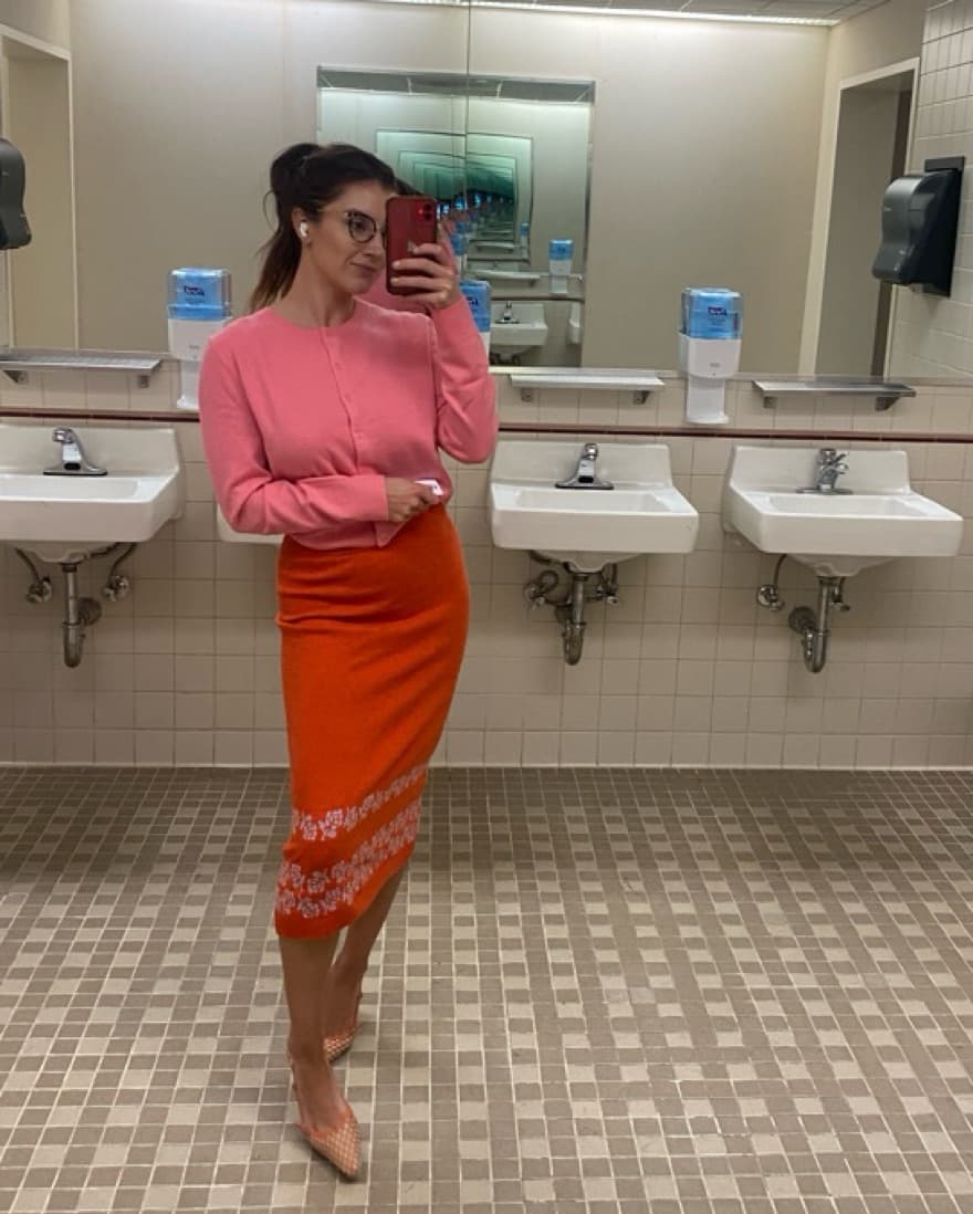 Lingua Franca Irene Skirt In Rose/Orange - Image 4