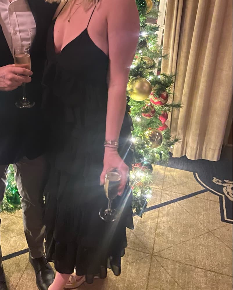 Zara Black Ruffle Midi Dress - Image 3