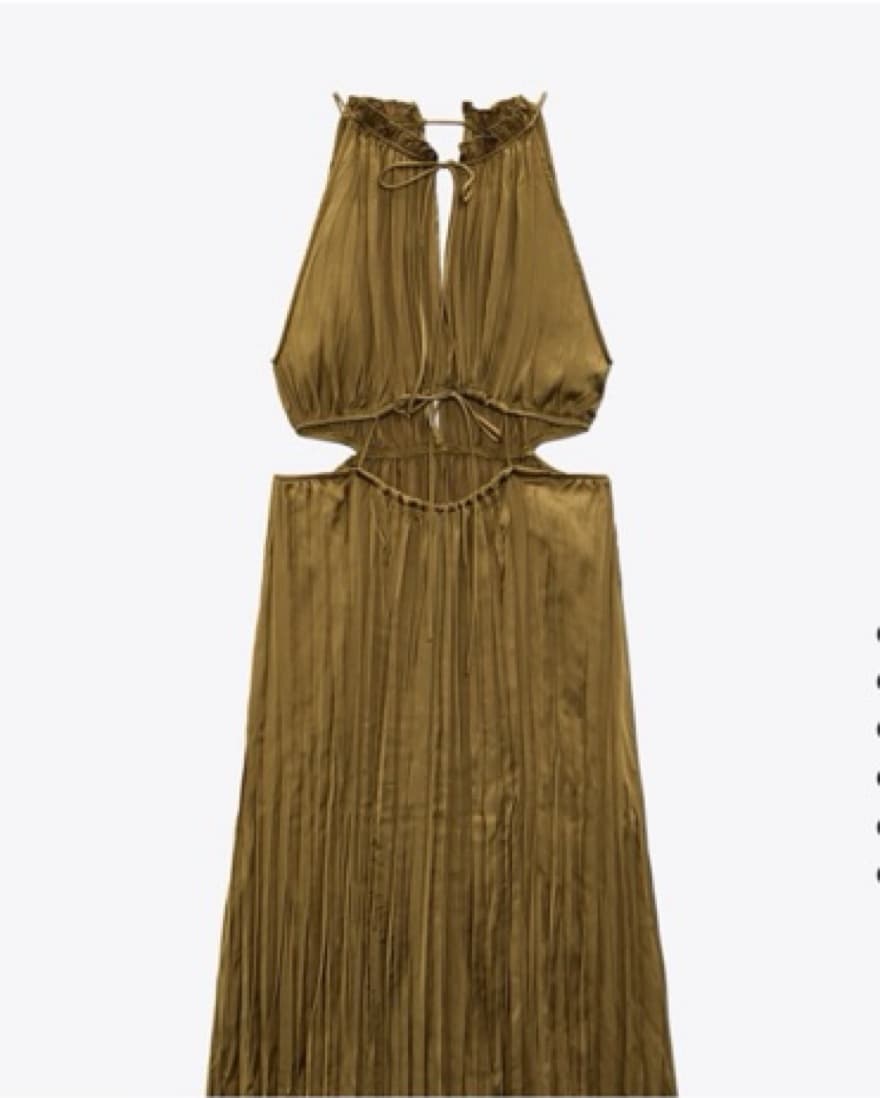 Zara Satin Effect Olive Green Dress - Image 2