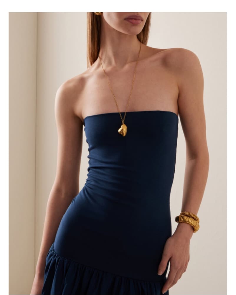 Elegant Navy Strapless Maxi Dress - Image 6