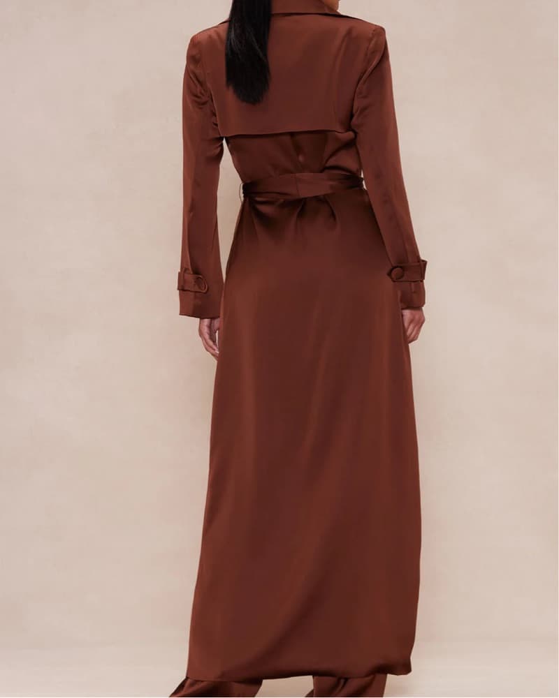 Luxurious Satin Trench Coat Pant set - Image 3