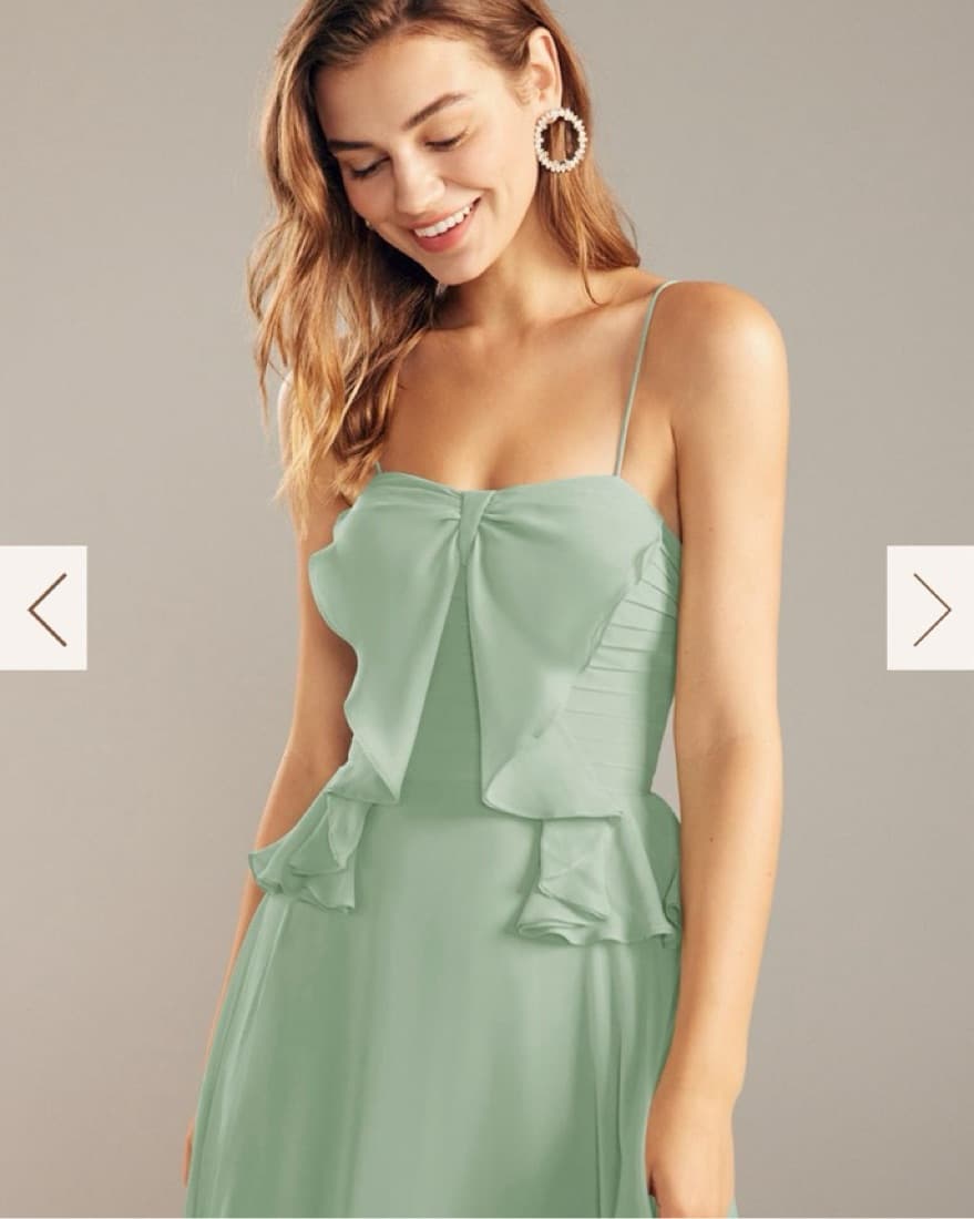 Dainty Sage Gown With Flare Folds - Image 3