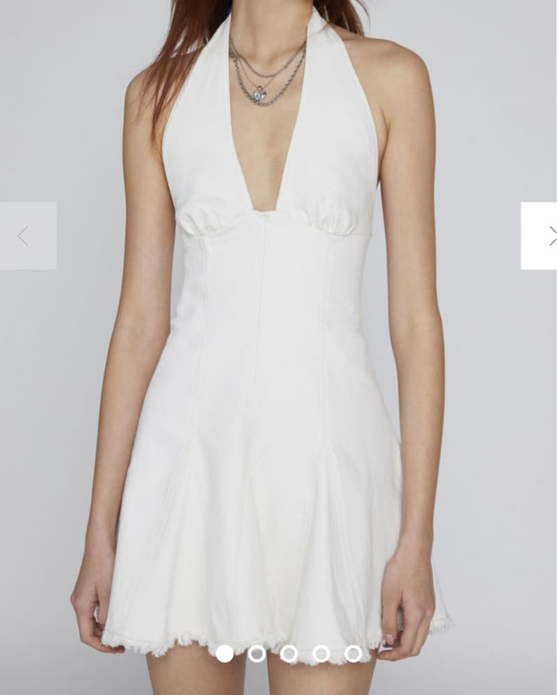 White Denim Halter Dress - Image 1