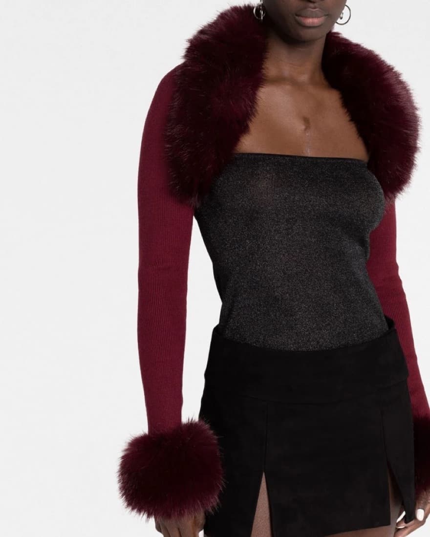 Danielle Guizio Red Faux Fur Bolero - Image 3