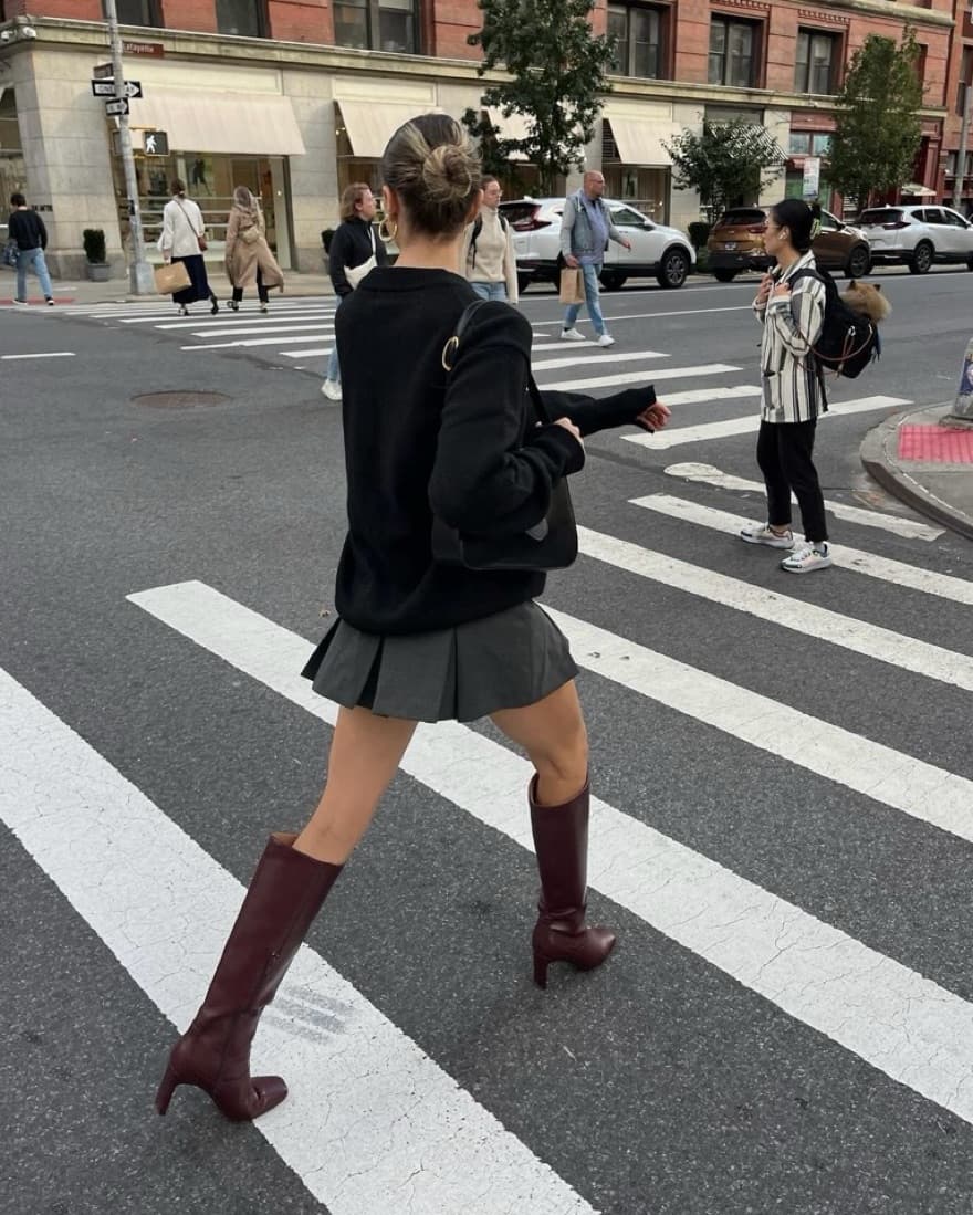 Burgundy Knee High Boots - Image 1