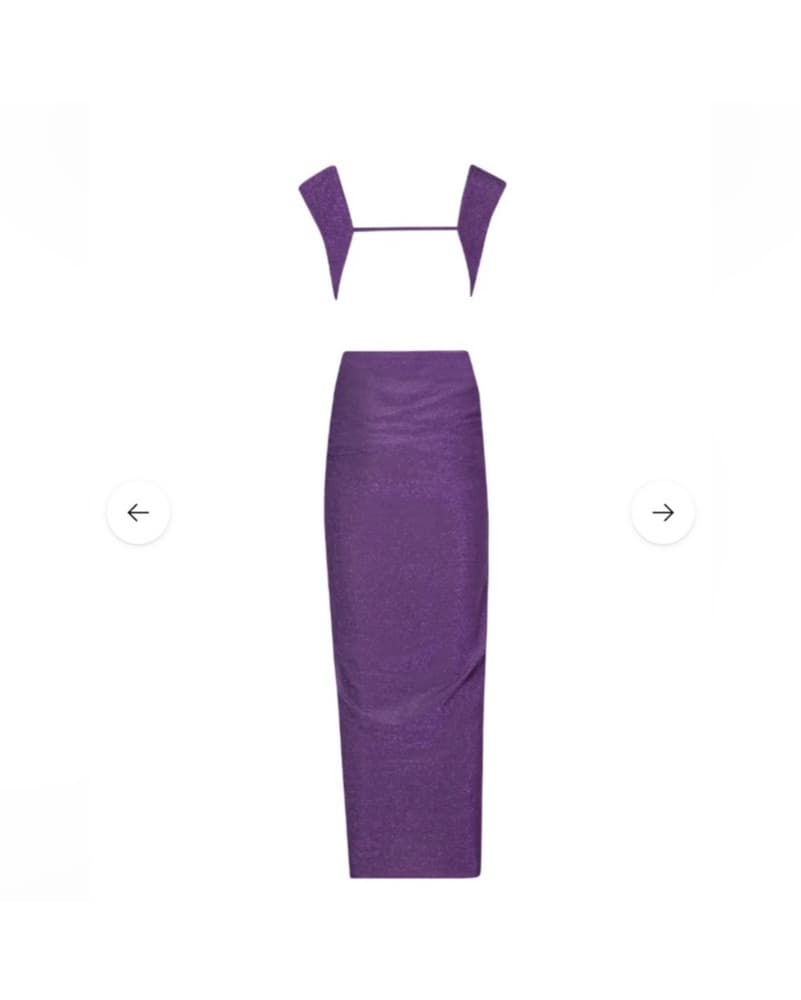 Captivating Lilac Draped Gown - Image 3
