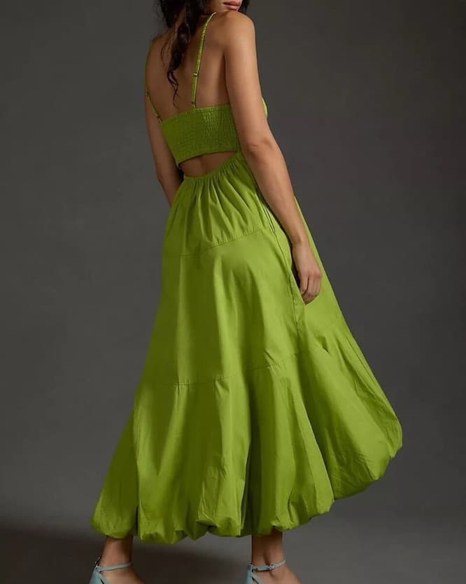 Green Bubble-Hem Dress - Image 3