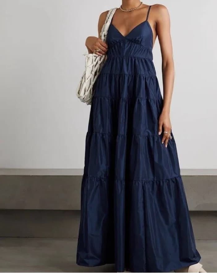 Staud Ripley Dress Navy - Image 1