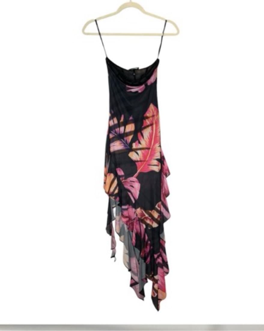 Retrofete Atlas Dress Tropical Leaf - Image 2